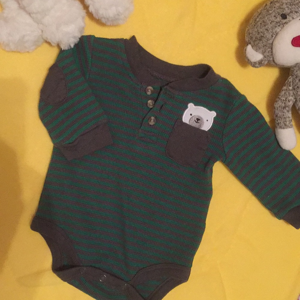 Little Wonders onesie Nb green and gray
